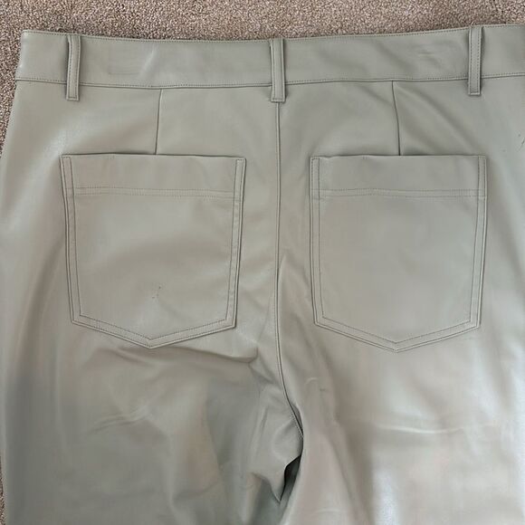 NWT High Rise Faux Leather Ankle Trousers Pants A New Day Sage Green Size 14 - Picture 10 of 11